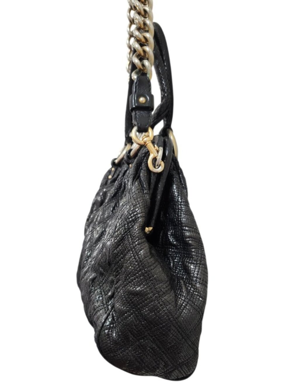 Marc Jacobs Rare Vintage Reptile Embossed Leather Bag Black Chain Strap Satchel - Picture 7 of 16
